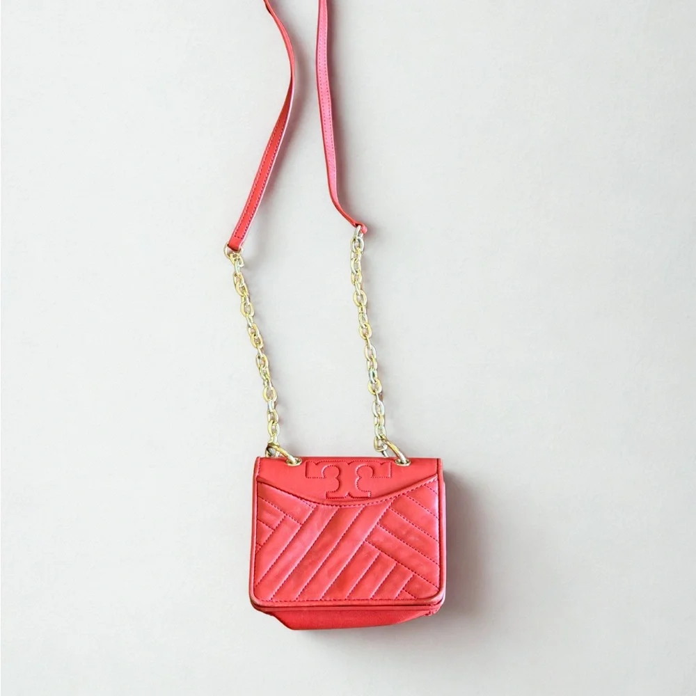 Tory Burch Reddish Orange Quilted Mini Bag - Picture 2 of 8